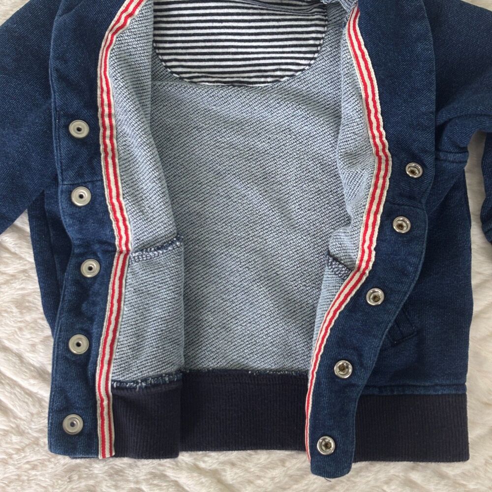 Petit Bateau Baby Size 12M 74cm Navy Blue Shawl Collar Snap Cardigan Jacket - Picture 4 of 6